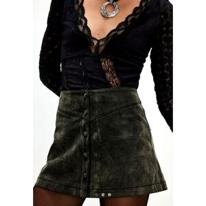 Free People After‎ Party Suede Mini Skirt Black Women's Size 14